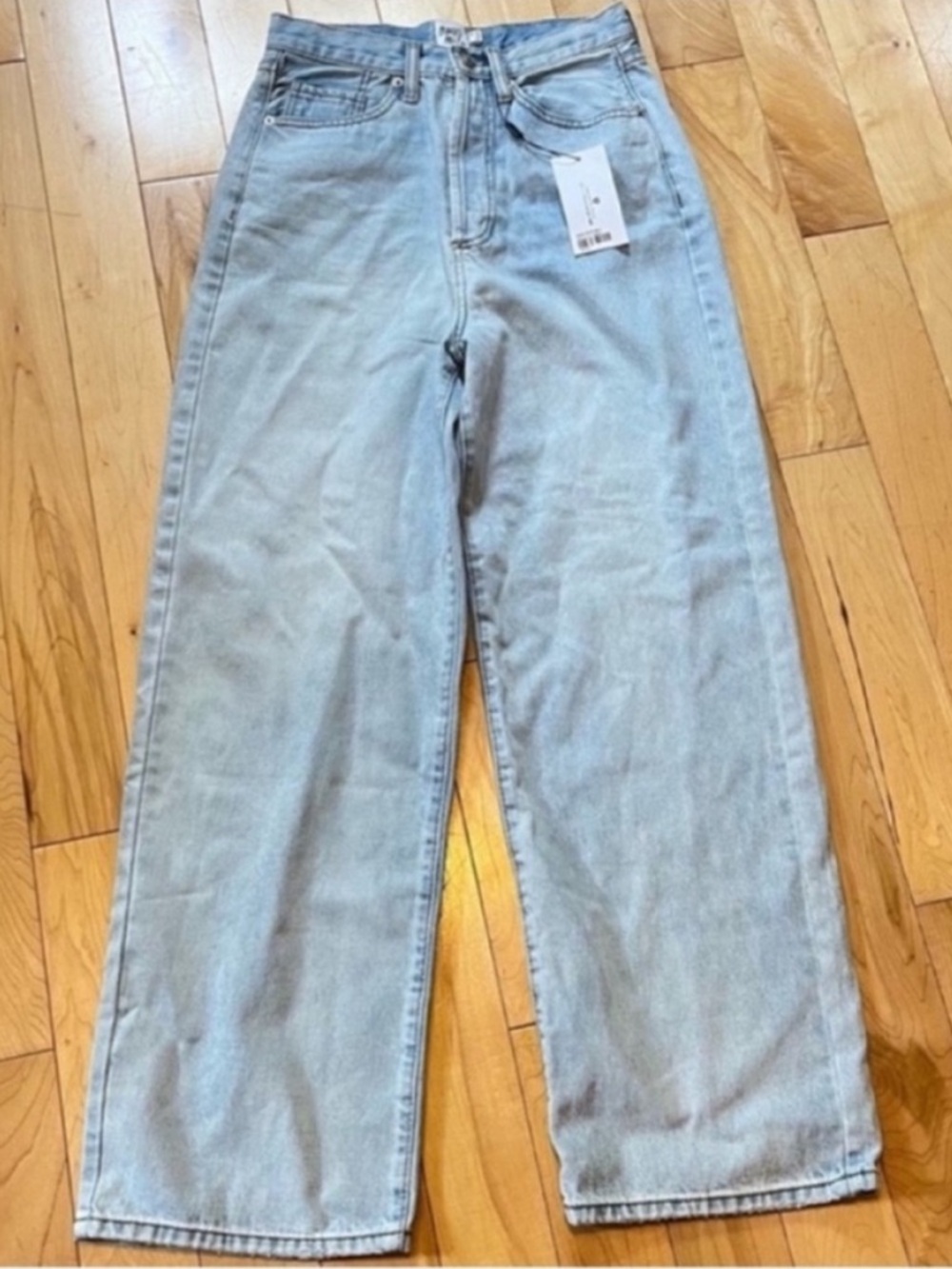 NWT Princess Polly PP Denim Eithan wide leg high rise light wash jeans sz eight